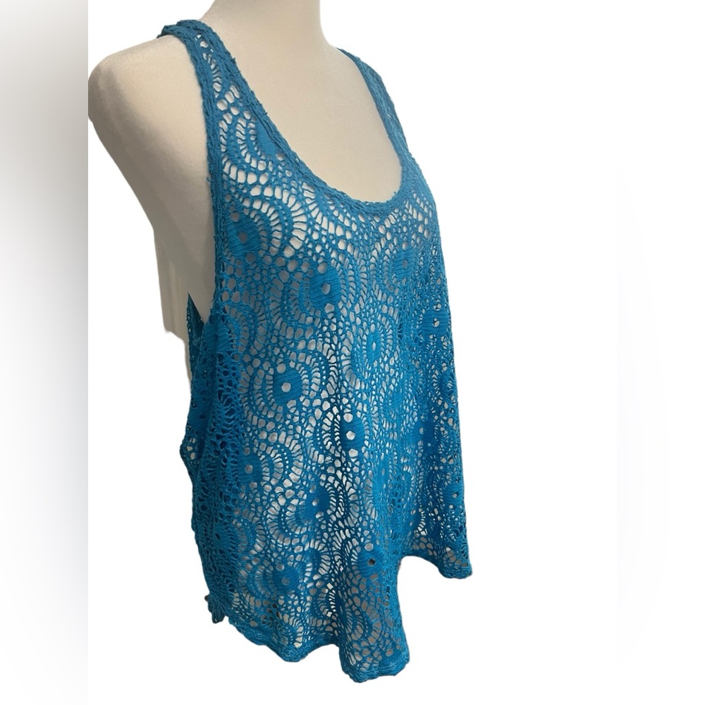 Ecote Blue Crochet Tank Top - Size Large - Picture 3 of 8